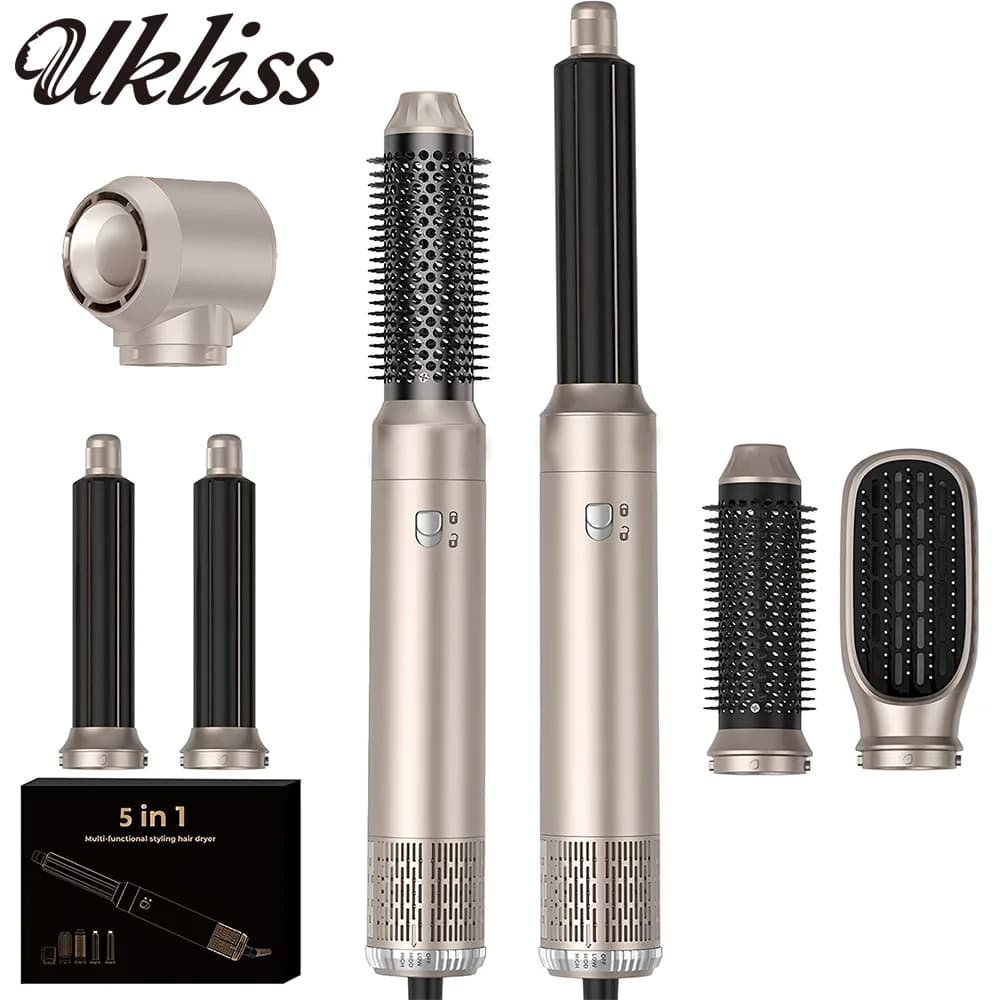 UKLISS Professional Hair Dryer 5 In 1 Hair Styler Hot Air Comb Electric Hair Heating Brush High Speed Blow Dryer Hair Brush