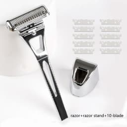 Chaoke 4-Blade Manual Razor, All-Metal Men's Shaving Razor, Vintage Beard Shaver