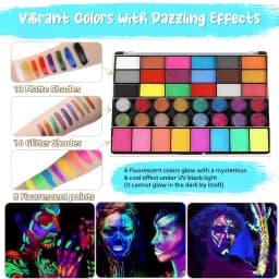 42 Colors Face Body Painting Set Water Soluble Glow Neon Face Paint Art Colorful Halloween Festival Party Body Paint Makeup Kit