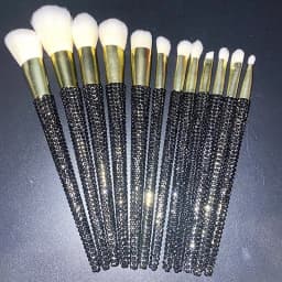 Diamond-studded Makeup Brushes 12Pcs/set Gems Makeup Beauty Tools Full Diamond Loose Powder Foundation Concealer Brush Bling