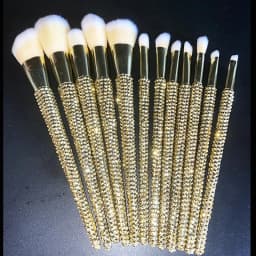 Diamond-studded Makeup Brushes 12Pcs/set Gems Makeup Beauty Tools Full Diamond Loose Powder Foundation Concealer Brush Bling