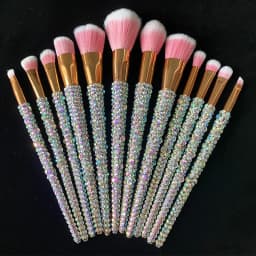 Diamond-studded Makeup Brushes 12Pcs/set Gems Makeup Beauty Tools Full Diamond Loose Powder Foundation Concealer Brush Bling