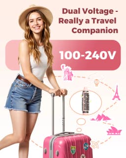 Dual Voltage Ionic Thermal Brush For Curling And Straightening 6 Temperature Settings & LED Digital Display Hot Air Styler
