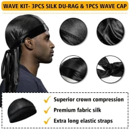 GOIPLE Wave Kit for Men with Wave Control Pomade, Wave Butter and Curved Wave Brush, Complete 360 Wave Styling Set