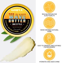 GOIPLE Wave Kit for Men with Wave Control Pomade, Wave Butter and Curved Wave Brush, Complete 360 Wave Styling Set