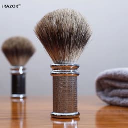 Men's Professional Shaving Brush with Non-Slip Diamonds Design Metal Handle Barber Face Cleaning Beard Shaving Tool