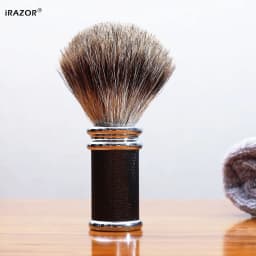 Men's Professional Shaving Brush with Non-Slip Diamonds Design Metal Handle Barber Face Cleaning Beard Shaving Tool