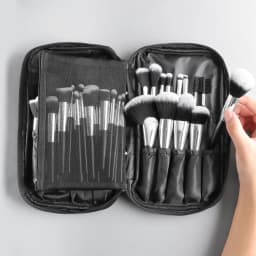 Professional 40Pcs Short Handle Makeup Brush Kit With Bag, Complete Highlight Concealer Brow Tools For Daily Touch Up & Travel