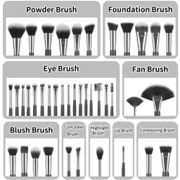 Professional 40Pcs Short Handle Makeup Brush Kit With Bag, Complete Highlight Concealer Brow Tools For Daily Touch Up & Travel