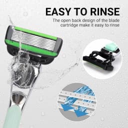 Green Men's Manual Razor Set 7-Layer Replaceable Blade Shaving Knife No Skin Damage Hair Removal Shaver for Smooth Skin