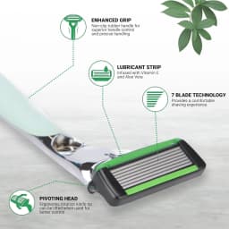 Green Men's Manual Razor Set 7-Layer Replaceable Blade Shaving Knife No Skin Damage Hair Removal Shaver for Smooth Skin