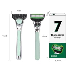 Green Men's Manual Razor Set 7-Layer Replaceable Blade Shaving Knife No Skin Damage Hair Removal Shaver for Smooth Skin