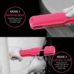 Hair Straightener Infrared 450℉ Titanium Wide Flat Iron 30s Fast Heating Curling Iron Pink Straightener and Curler 2 in 1 Styler