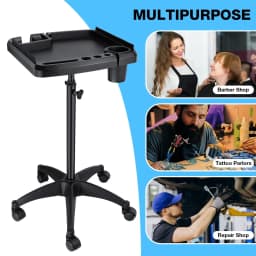 Stainless Steel Adjustable Height Trolley Rolling Cart Stand for Salon Medical SPA Clinic Service Cart Storage