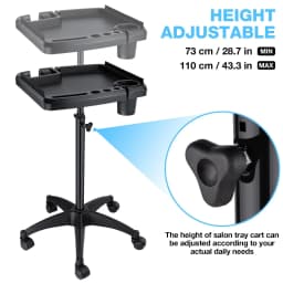 Stainless Steel Adjustable Height Trolley Rolling Cart Stand for Salon Medical SPA Clinic Service Cart Storage