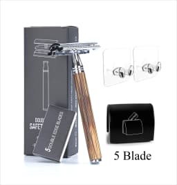 Vintage Shaver Stainless Steel Double Edge Safety Razor Set Shaving Tool Natural Bamboo Handle Manual Safety Razor Blade Shaver