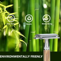 Vintage Shaver Stainless Steel Double Edge Safety Razor Set Shaving Tool Natural Bamboo Handle Manual Safety Razor Blade Shaver