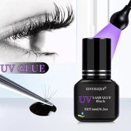 3 Bottles UV Eyelash Glue Gel 6ml Fake Lashes Eyelash Extension Adhesive Black Quick Dry Long-Lasting Professional Supplies Tool