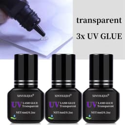 3 Bottles UV Eyelash Glue Gel 6ml Fake Lashes Eyelash Extension Adhesive Black Quick Dry Long-Lasting Professional Supplies Tool