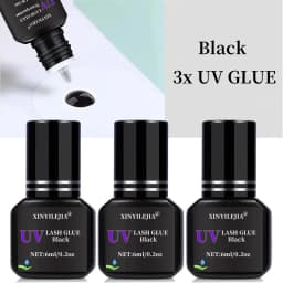 3 Bottles UV Eyelash Glue Gel 6ml Fake Lashes Eyelash Extension Adhesive Black Quick Dry Long-Lasting Professional Supplies Tool