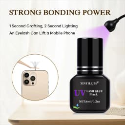 3 Bottles UV Eyelash Glue Gel 6ml Fake Lashes Eyelash Extension Adhesive Black Quick Dry Long-Lasting Professional Supplies Tool