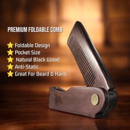 Gracemen Beard Kit - Retro Beard Brush & Premium Folding Comb & Stainless Steel Scissors Grooming Set for Men With Bag & PU Case