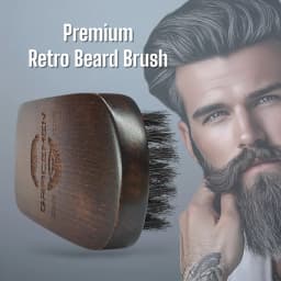 Gracemen Beard Kit - Retro Beard Brush & Premium Folding Comb & Stainless Steel Scissors Grooming Set for Men With Bag & PU Case