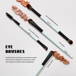 Jessup Double-Ended Makeup Brushes 6pcs, Vegan Fiber, Daily Use, Bright Cyan