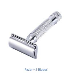5 Blades 1 Razor Men Shaving Classic Safety Razor Copper Alloy Manual Razors Double Edge Razor Travel Kit Wet Shaver