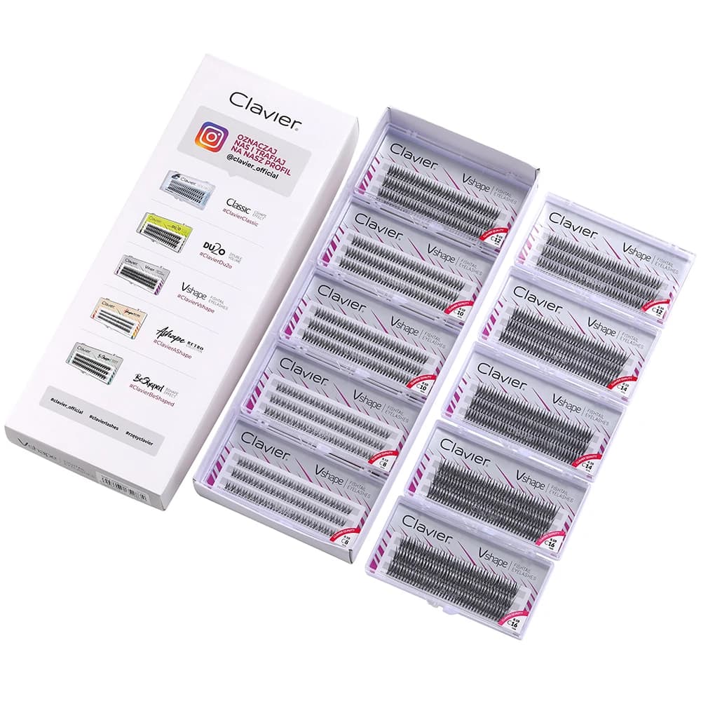 Clavier Vshape Eyelashes Set Natural Extension Appearance C-type Eyelash 10 Boxes Per Set Professional Makeup Individual Eyelash