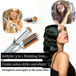 Hair Curling Iron Max 2-Way Rotating Hair Curler 2 In 1 Electric Heating Straightening Hair Curler Brushes Instyler Professional