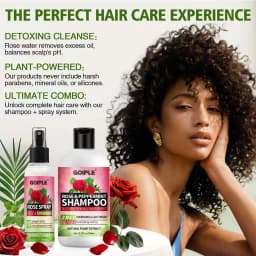 GOIPLE 2-in-1 Rose & Peppermint Shampoo and Rose Spray Set - Deep Clean & Conditioner for Locs, Dreadlocks, and Twists - Anti-Itch, Anti-Frizz, Banish Build-Up Scalp Treatment - Natural Plant Extract - 12.17oz + 3.4oz
