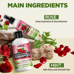 GOIPLE 2-in-1 Rose & Peppermint Shampoo and Rose Spray Set - Deep Clean & Conditioner for Locs, Dreadlocks, and Twists - Anti-Itch, Anti-Frizz, Banish Build-Up Scalp Treatment - Natural Plant Extract - 12.17oz + 3.4oz