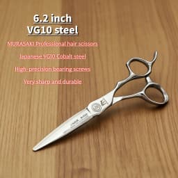 MURASAKI 6.2 inch Hairdressing Scissors, Japanese VG10 Steel Professional Barber Shears, Salon High Quality Hair Cutting Machine