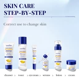 Sadoer Evening Primrose Vitamin E High Moisturizing and Hydrating Six-Piece Set, Deeply Cleanses the Skin, Removes Oil from the Skin, Makes the Skin White and Translucent, Soothes and Softens the Skin, Nourishes and Moisturizes, and Helps Inhibit Melanin Production, Thus Giving the Skin a Soft, White, and Youthful Appearance