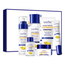Sadoer Evening Primrose Vitamin E High Moisturizing and Hydrating Six-Piece Set, Deeply Cleanses the Skin, Removes Oil from the Skin, Makes the Skin White and Translucent, Soothes and Softens the Skin, Nourishes and Moisturizes, and Helps Inhibit Melanin Production, Thus Giving the Skin a Soft, White, and Youthful Appearance