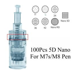 100Pcs 11/16/24/36/42pin Nano Disposable Replacement Cartridges Needles For Dr. Pen M8/M7S Derma Pen - Needle Length 0.25mm