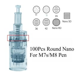 100Pcs 11/16/24/36/42pin Nano Disposable Replacement Cartridges Needles For Dr. Pen M8/M7S Derma Pen - Needle Length 0.25mm
