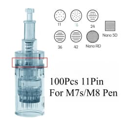 100Pcs 11/16/24/36/42pin Nano Disposable Replacement Cartridges Needles For Dr. Pen M8/M7S Derma Pen - Needle Length 0.25mm