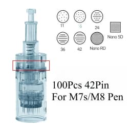 100Pcs 11/16/24/36/42pin Nano Disposable Replacement Cartridges Needles For Dr. Pen M8/M7S Derma Pen - Needle Length 0.25mm