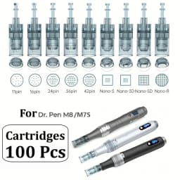 100Pcs 11/16/24/36/42pin Nano Disposable Replacement Cartridges Needles For Dr. Pen M8/M7S Derma Pen - Needle Length 0.25mm