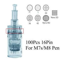 100Pcs 11/16/24/36/42pin Nano Disposable Replacement Cartridges Needles For Dr. Pen M8/M7S Derma Pen - Needle Length 0.25mm