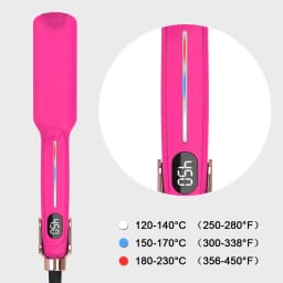 Hair Straightener Woman 450℉ Titanium Pink Infrared Wide Flat Iron,30s Fast Heating and Curler 2 in 1 Hair Straightener