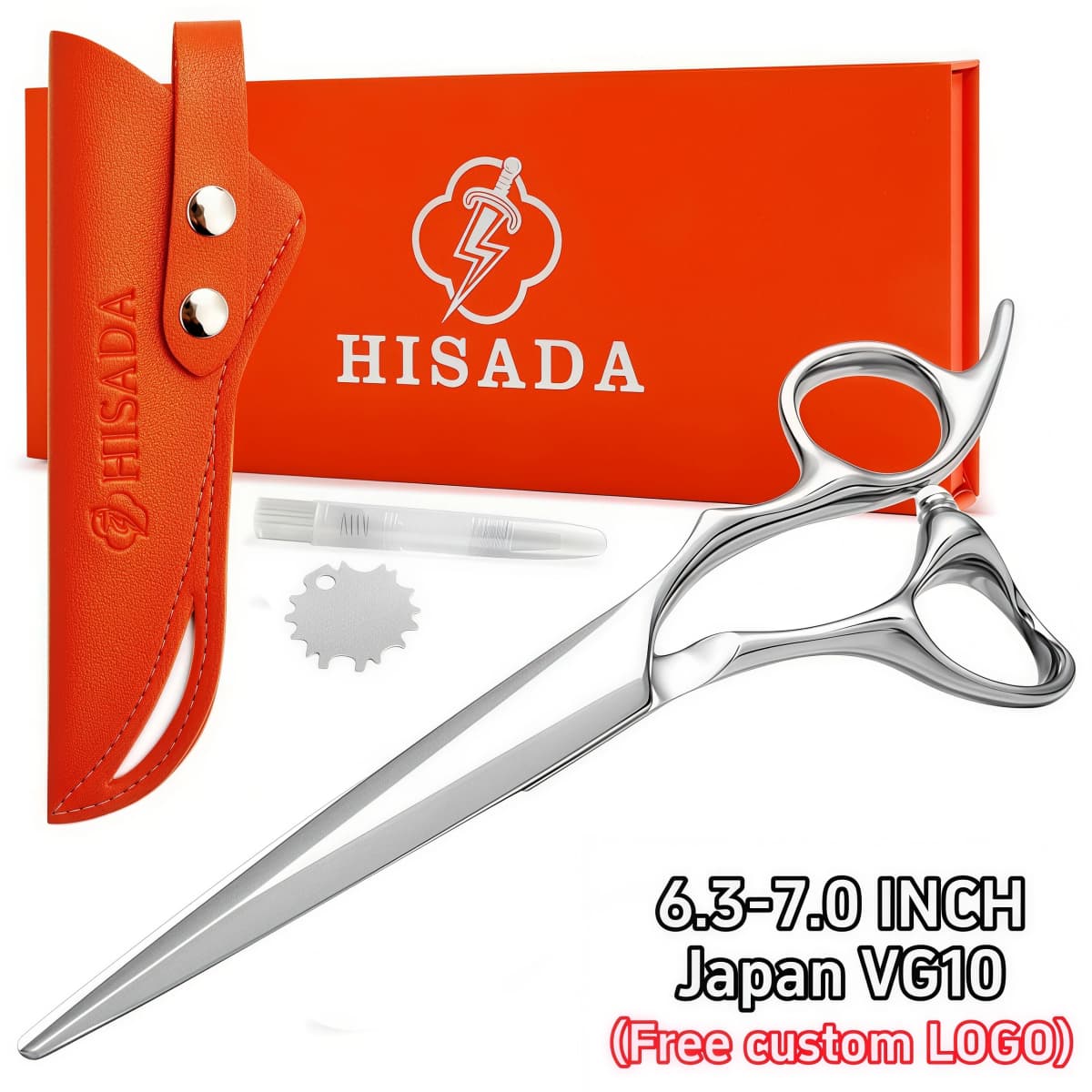 HISADA New Barber Scissors, 6.3-7.0 inch Professional Hair Cutting Scissors, Blind Hole Design Salon Scissors, Ergonomic Comfort