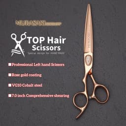 6.0-7.0 inch MURASAKI Left Hand Scissors, Rose Gold Coating, VG10 Metal Steel Barber Shears, Salon Top-Level Hair Cutting Tools