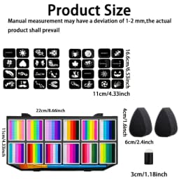 EYIR 65 Colors Face Body Paint Kit with 32 Stencils Makeup Palette DIY Body Art Set Halloween Festival Party Face Painting Tools