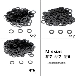 1000pcs/Lot New Black Graphite Gaskets For Screws Professional Hairdressing Scissors Accessories 3 Sizes Mix 5*7/4*6/4*7mm
