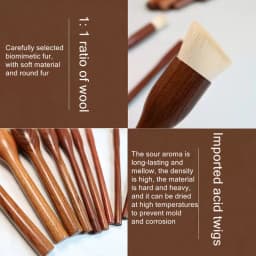 10PCS Sandalwood Makeup Brushes Set Powder Blush Foundation Blender Sculpting Eye Shadow Professional Beauty Make Up Brush