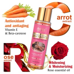 AILKE Organic Carotene Serum Brightening Body Oil, Smooth Skin, Moisturizing, With Vitamin E, Rose Essential Oil, Even Skin Tone