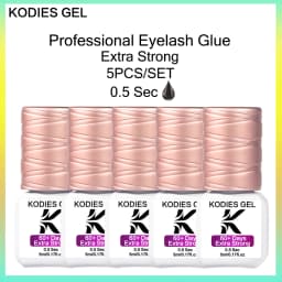 KODIES GEL 5 PCS Professional Eyelash Glue 0.5 Sec Extra Strong Retention Waterproof Lifting Lash Glue Adhesive Black Tape Bond
